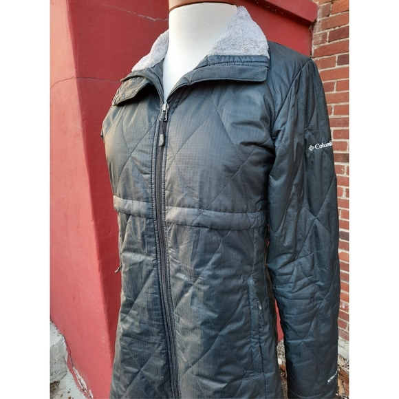 Columbia Omni-Heat Quilted Puffer Longline Plush Collar Full Zip Jacket Coat XS - Picture 2 of 10
